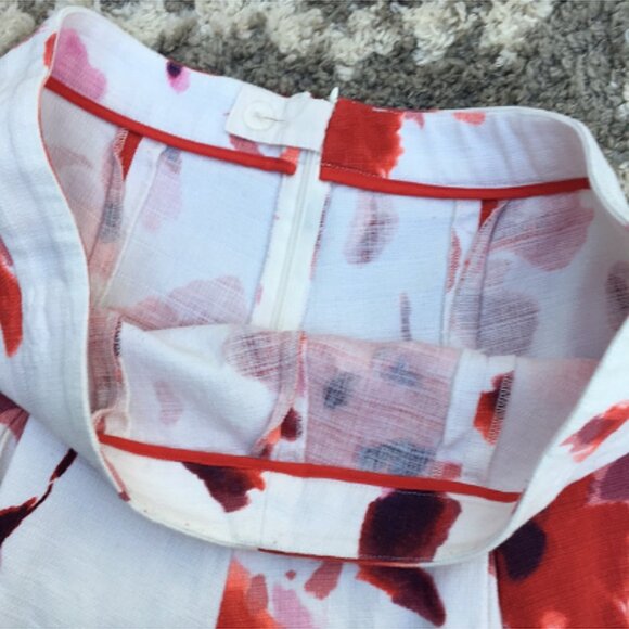 Kenar Watercolor pleated Floral linen Skirt size 12 - Picture 5 of 7